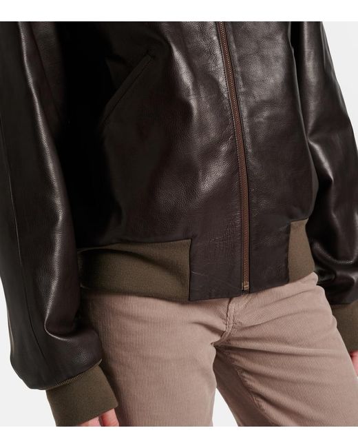 The Row Black Morisel Leather Bomber Jacket