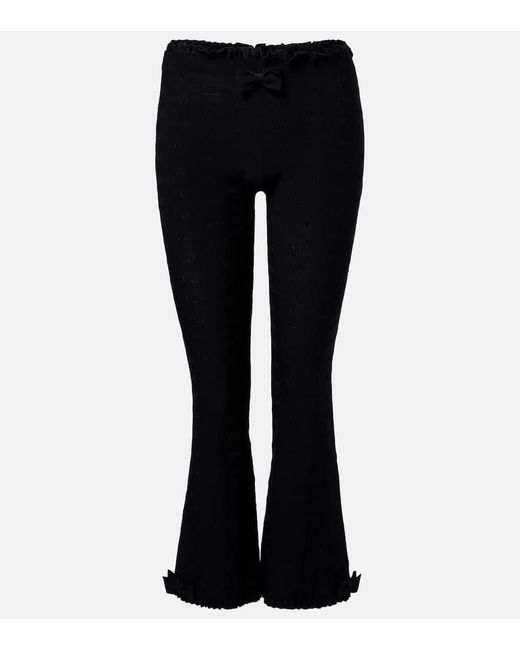 Balenciaga Black Bow-Detail Ruffled Capri Flared Pants