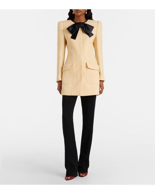 Valentino Natural Tie-Neck Virgin Wool Coat