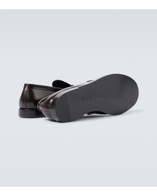 The Row Black Classic Leather Loafers for men