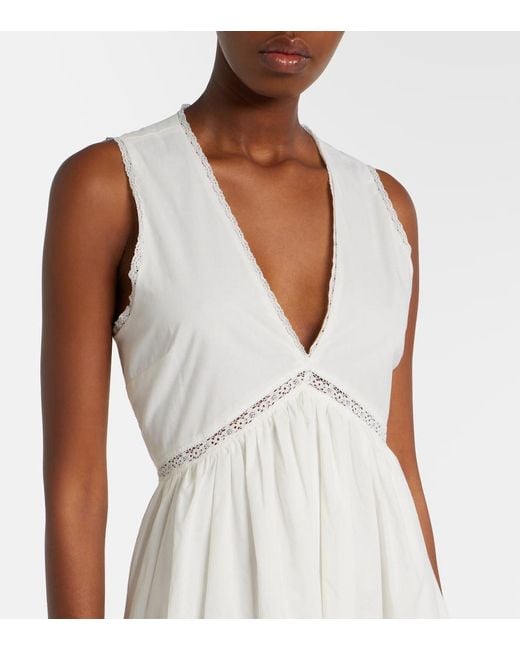 Faithfull The Brand White Fiora Cotton Lace Midi Dress