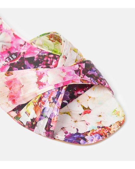 Christian Louboutin Pink Nicol Is Back Floral Satin Slides