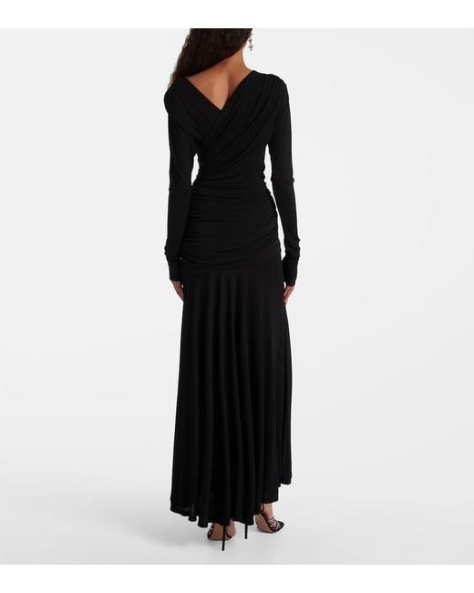 Ganni Black Ruched Maxi Dress
