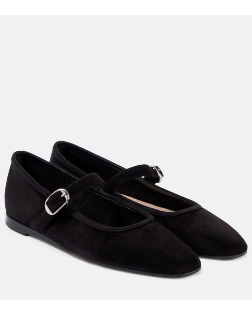 Le Monde Beryl Suede Mary Jane Flats in Black | Lyst