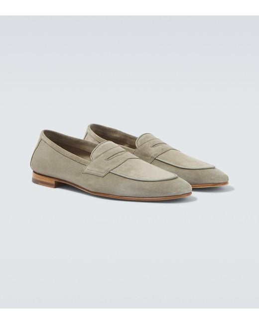 Frescobol Carioca Green Leme Suede Penny Loafers for men