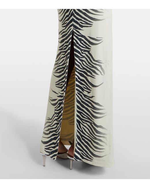 De La Vali White Kari Zebra-Print Maxi Dress