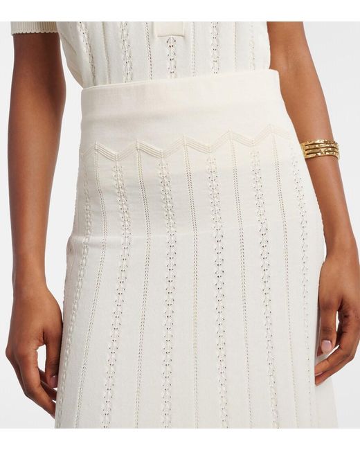 Faithfull The Brand White Mieralla Pointelle Cotton-Blend Maxi Skirt