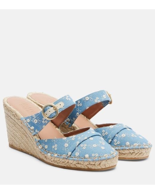 Malone Souliers Blue Farah Denim Espadrille Wedges