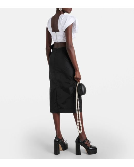 Simone Rocha Black Floral-applique Pencil Skirt