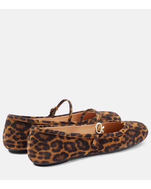 Gianvito Rossi Brown Carla Leopard-Print Suede Ballet Flats
