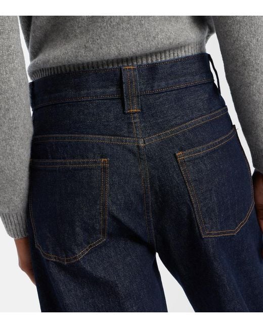 Khaite Blue Boyle Cropped Wide-Leg Jeans