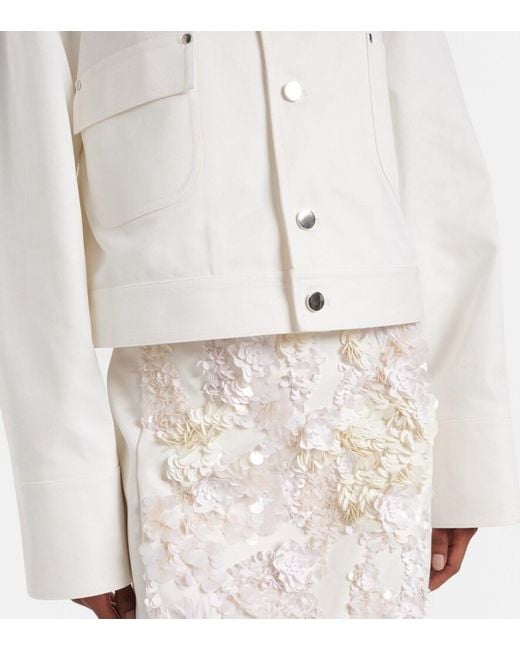 Plan C White Sequined Cotton Drill Jacket