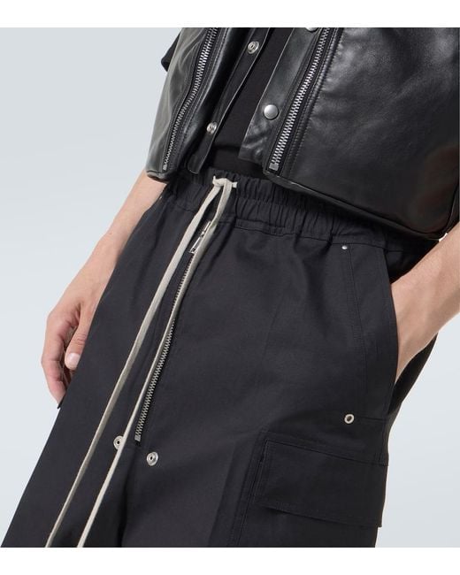 Rick Owens Black Cotton-Blend Poplin Cargo Shorts for men