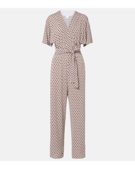 Max Mara Natural Belted Printed Jumpsuit