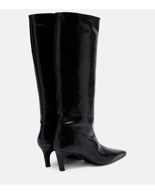 Jude Black Cave Leather Knee-High Boots