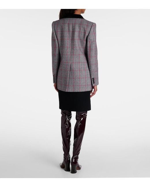 Chloé Gray Double-Breasted Blazer With A Check Pattern