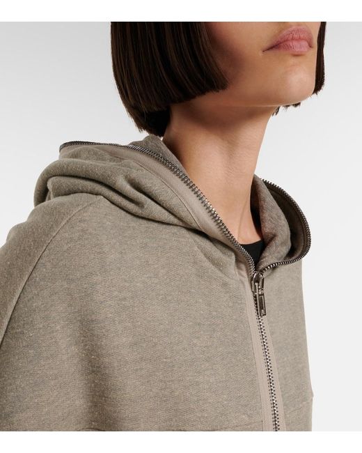 Rick Owens Natural Cropped Cotton-Blend Jersey Hoodie