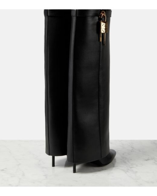 Givenchy Black Shark Lock Stiletto Over-the-knee Boots In Leather