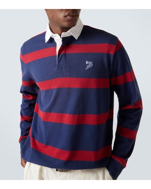 Polo Ralph Lauren Blue Striped Cotton Polo Shirt for men