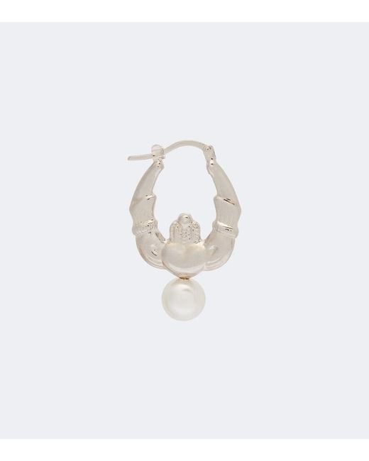 Simone Rocha White Faux Pearl Hoop Earrings