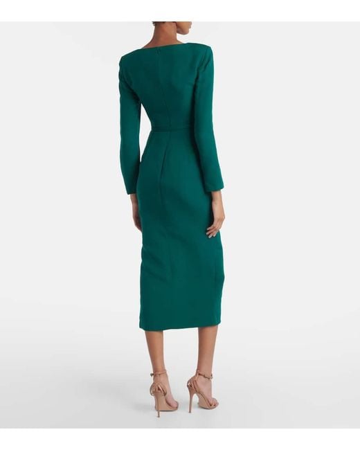Vestido Midi De Lana Y Seda Con Cinturon Roland Mouret de color Green