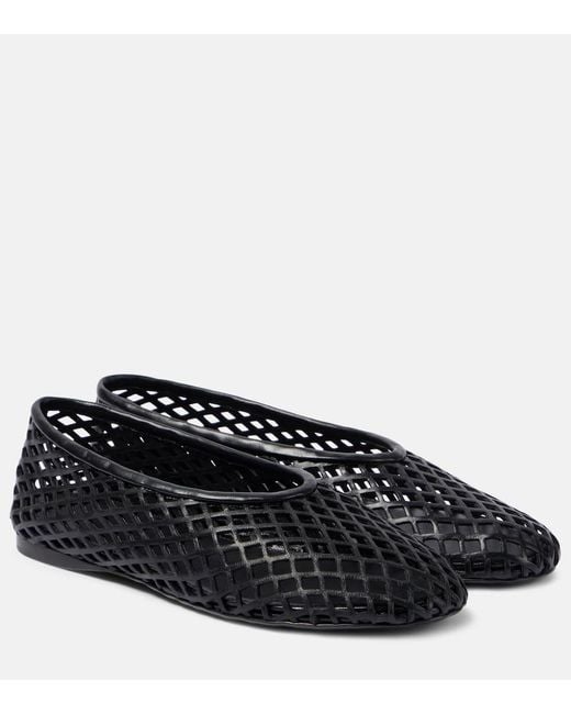 Proenza Schouler Black Tee Perforated Leather Ballet Flats