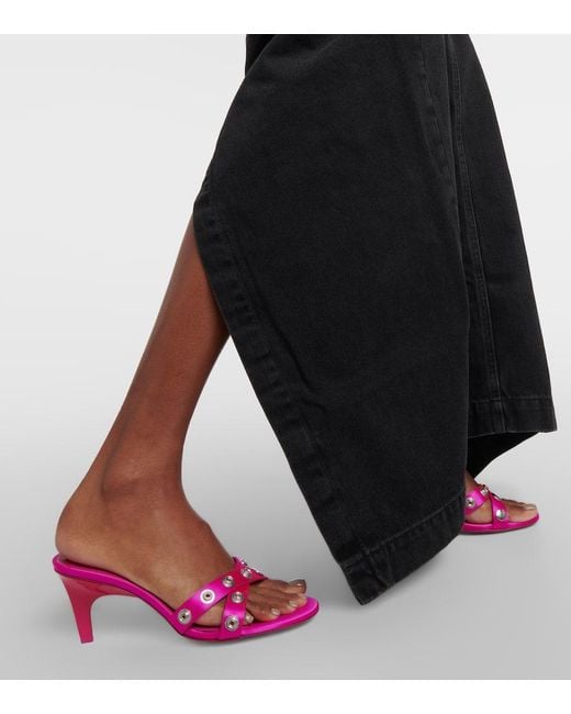 The Attico Pink Cosmo 60 Studded Satin Sandals