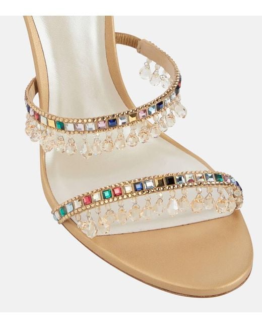 Rene Caovilla Metallic Chandelier Embellished Satin Sandals