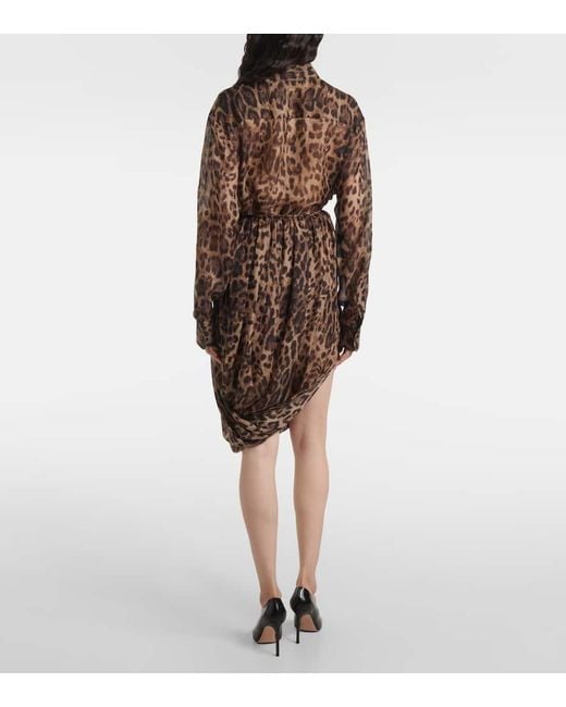 JACQUES WEI Brown Bedruckter Midirock Aus Chiffon