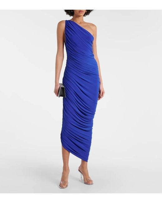 Norma Kamali Blue Diana One-shoulder Maxi Dress