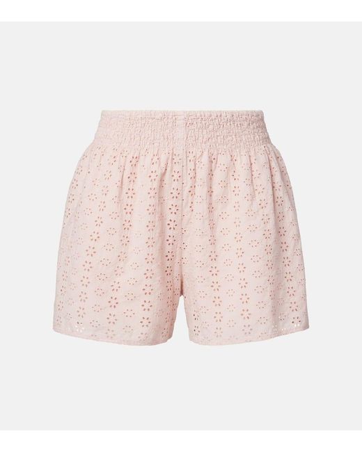 Velvet Pink Bestickte Shorts Iris Aus Baumwollpopeline