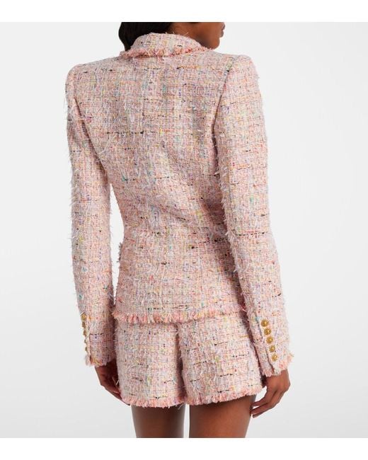 Balmain Pink Double-Breasted Tweed Jacket