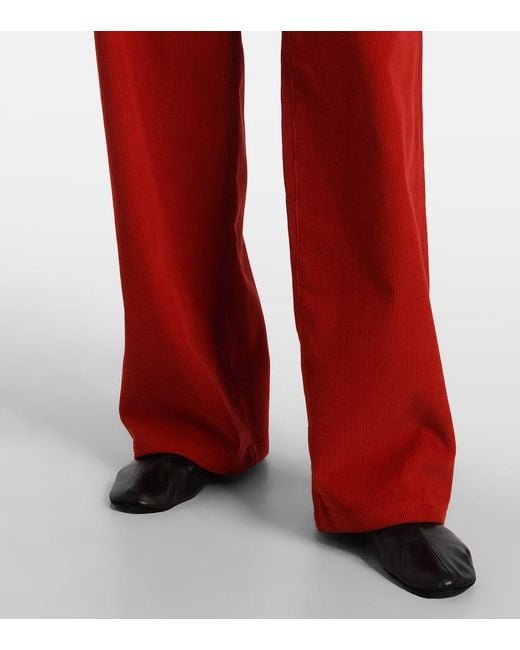 Rohe Red Cotton Corduroy Wide-Leg Pants