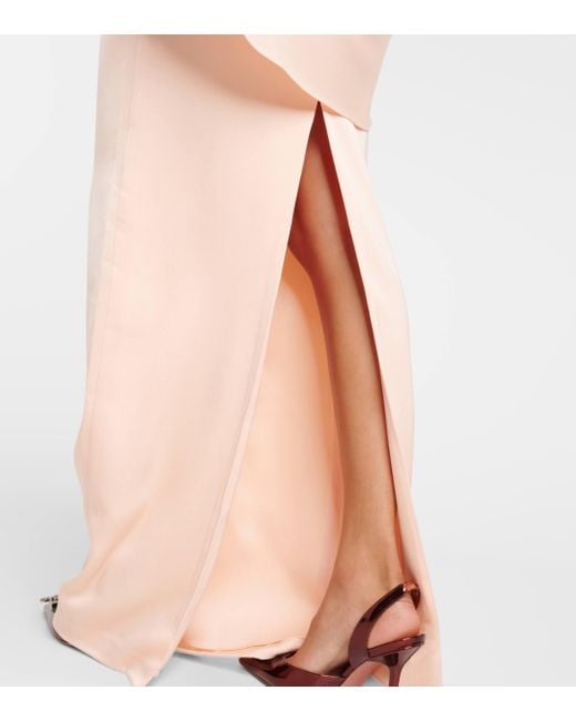 Alex Perry Natural Caped Crepe Satin Gown