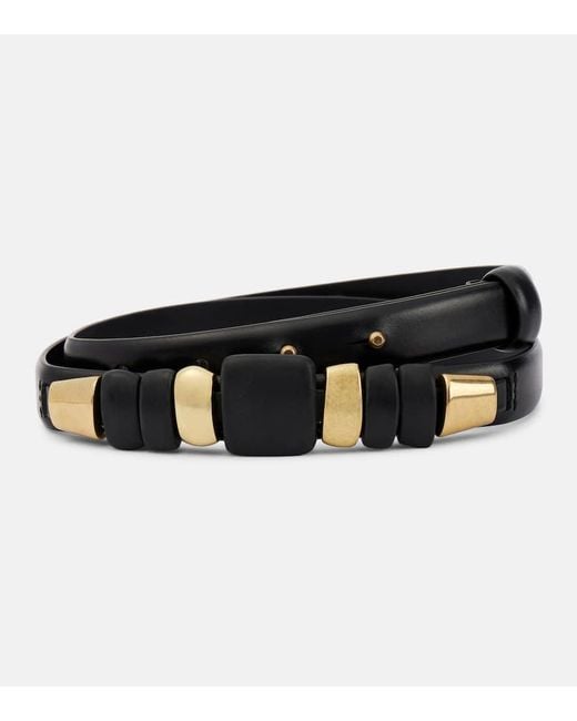 Isabel Marant Black Raissa Beaded Leather Belt