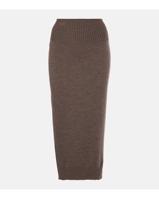 Max Mara Brown Melk Virgin Wool Midi Skirt
