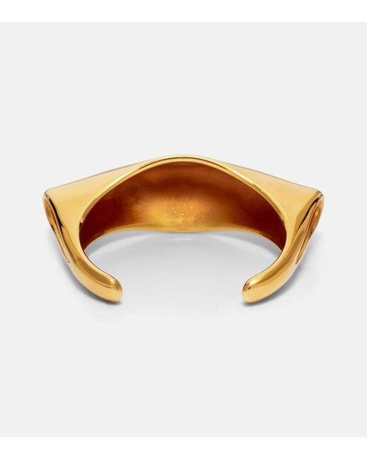 Khaite Metallic Lotus 18Kt-Plated Cuff Bracelet