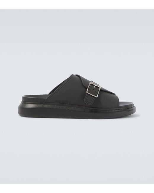 McQueen Black Hybrid Slides for men