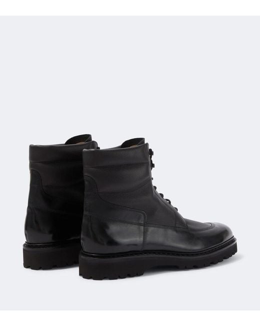 John Lobb Black Peak Leather Lace-Up Boots for men