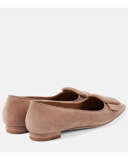 Manolo Blahnik Brown Maysalepumpflat Suede Ballet Flats