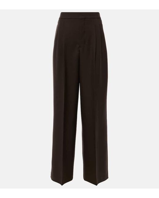 Pantalones Rectos De Lana Virgen AMI de color Black