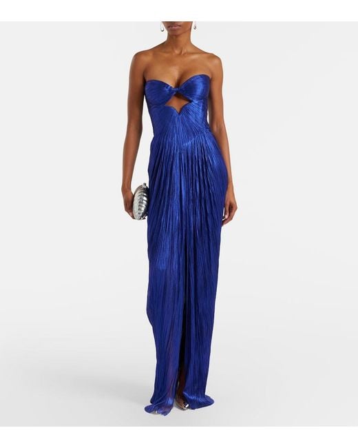 Maria Lucia Hohan Blue Stephanie Silk Tulle Bustier Gown