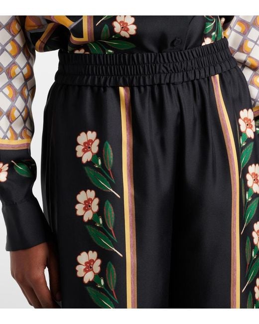 LaDoubleJ Black Dazed Placee Silk Twill Palazzo Pants