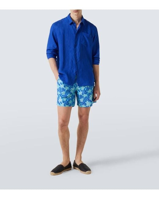 Vilebrequin Blue Linen Shirt for men