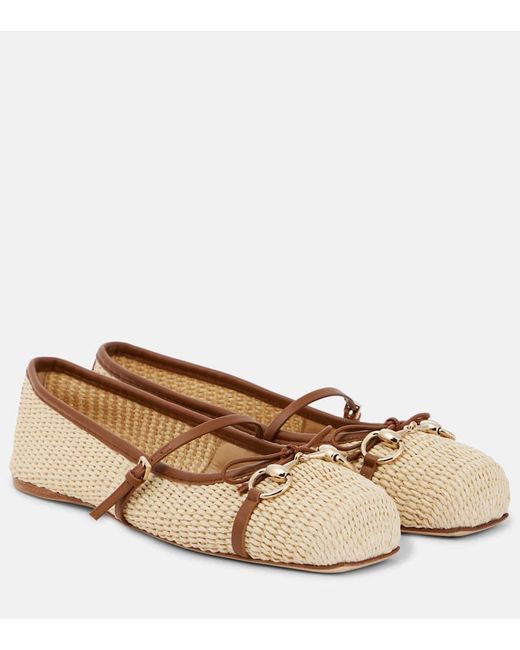 Gucci Natural Horsebit Ballet Flat, Fabric