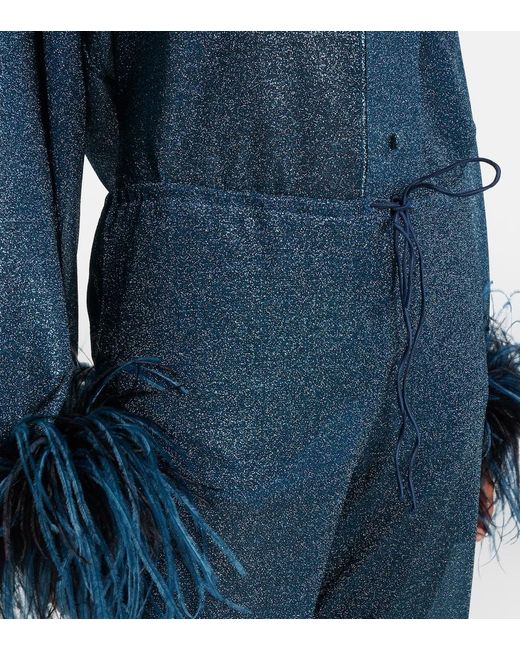 Oseree Blue Lumiere Plumage Wide-Leg Pants