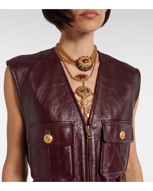 Chaleco De Piel Con Cinturon Chloé de color Purple