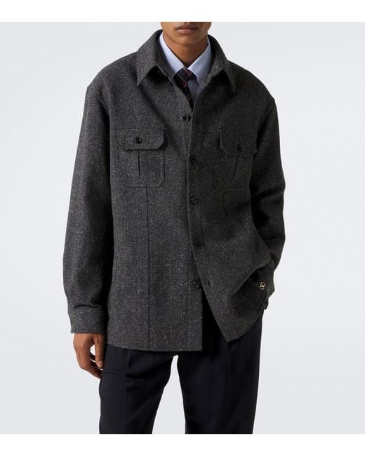 Valentino Black Vlogo Wool And Silk-Blend Overshirt for men