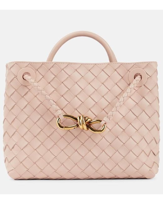 Bottega Veneta Pink Andiamo Small Leather Shoulder Bag