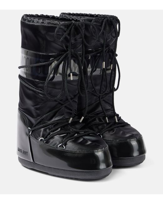 Moon Boot Black Icon Glance Satin Snow Boots